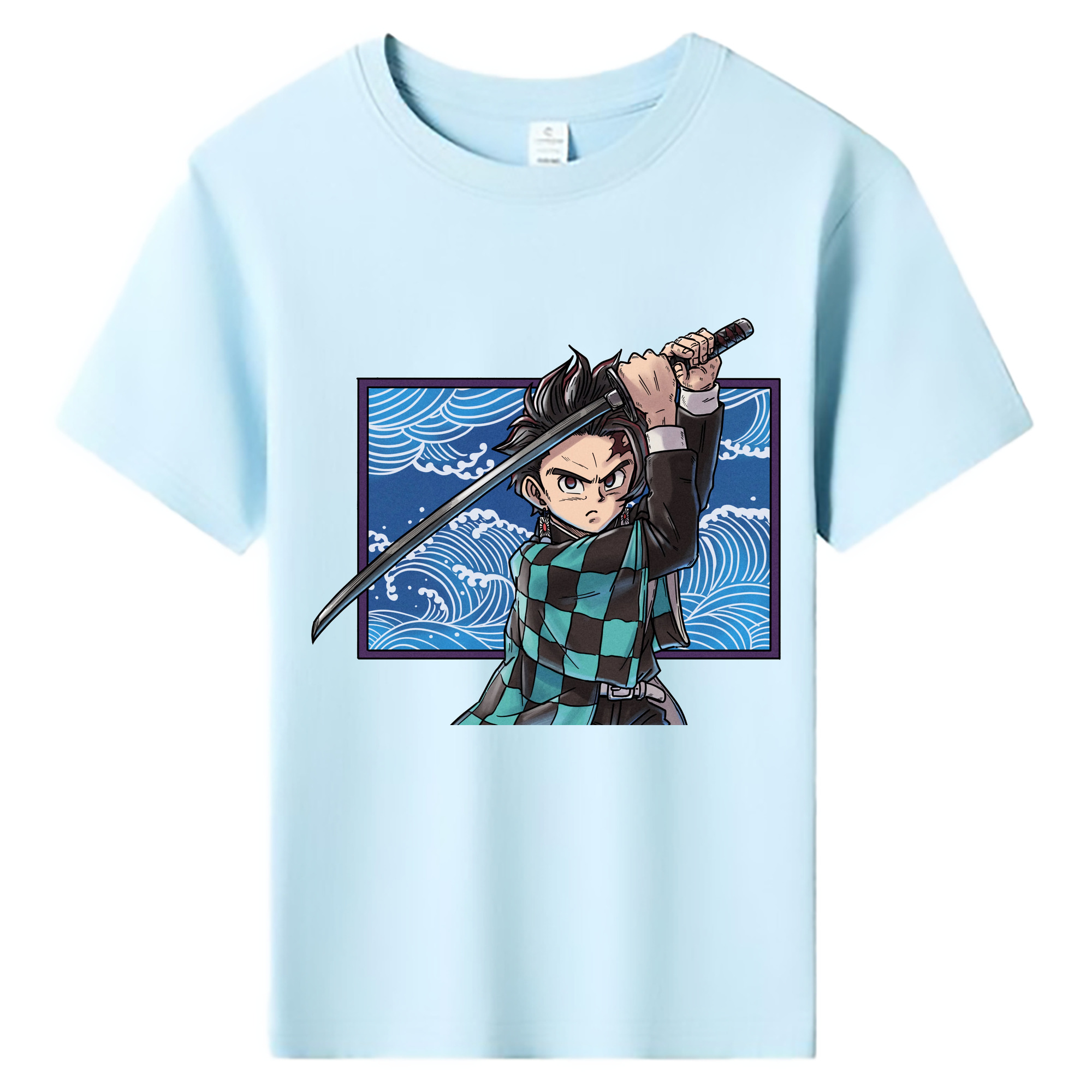 （画像用） 鬼滅の刃 竈門 炭治郎／かまど たんじろう Kamado Tanjirou 綿100％キッズTシャツ（フロントプリント）
